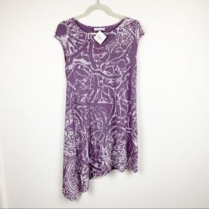 Bryn Walker Tunic NWT Purple Asymmetrical Dress Size XS Mature Artsy